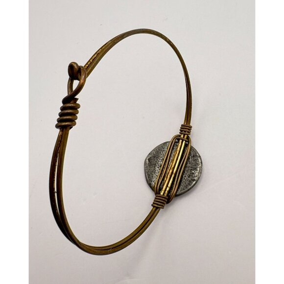 Vintage Silver Tone Compass on Bronze Wire Bracelet Retro - Picture 6 of 9